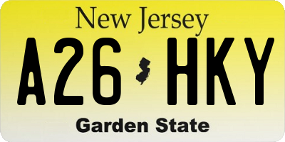 NJ license plate A26HKY
