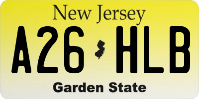 NJ license plate A26HLB