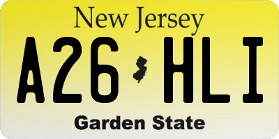 NJ license plate A26HLI