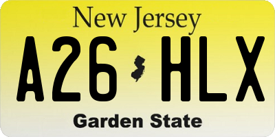 NJ license plate A26HLX