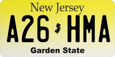 NJ license plate A26HMA