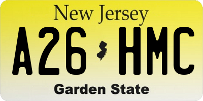 NJ license plate A26HMC