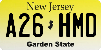 NJ license plate A26HMD