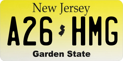 NJ license plate A26HMG