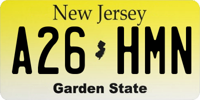NJ license plate A26HMN