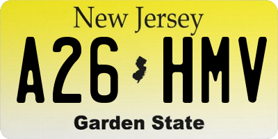NJ license plate A26HMV