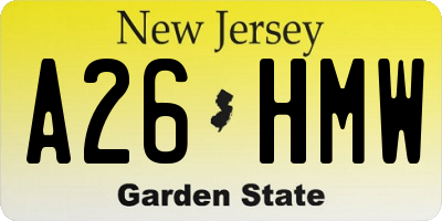 NJ license plate A26HMW