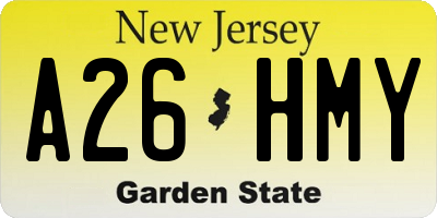 NJ license plate A26HMY
