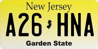 NJ license plate A26HNA