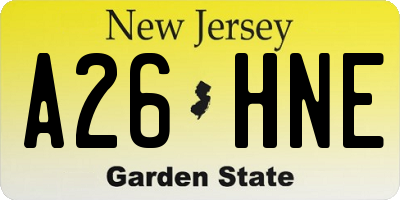 NJ license plate A26HNE