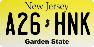 NJ license plate A26HNK