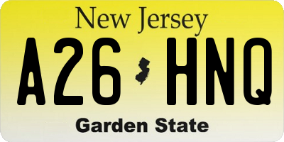 NJ license plate A26HNQ
