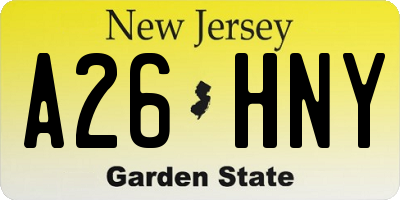 NJ license plate A26HNY