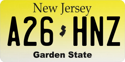 NJ license plate A26HNZ