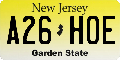 NJ license plate A26HOE
