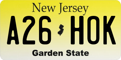 NJ license plate A26HOK