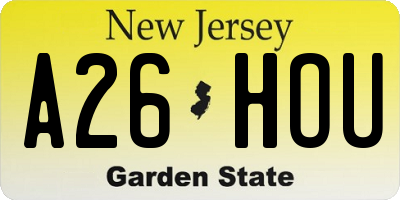 NJ license plate A26HOU