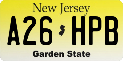 NJ license plate A26HPB