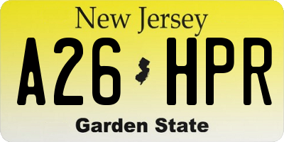 NJ license plate A26HPR