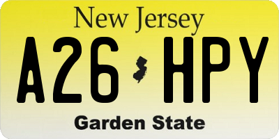 NJ license plate A26HPY