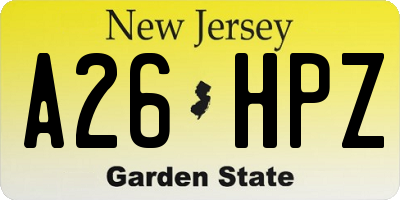 NJ license plate A26HPZ