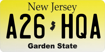 NJ license plate A26HQA
