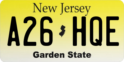 NJ license plate A26HQE