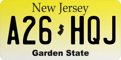 NJ license plate A26HQJ