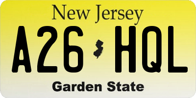 NJ license plate A26HQL