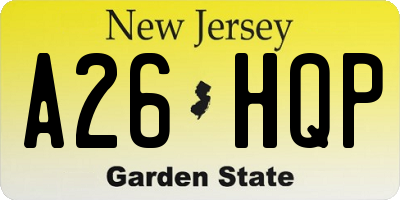 NJ license plate A26HQP