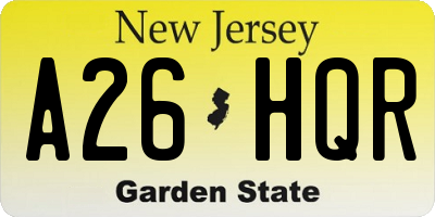 NJ license plate A26HQR