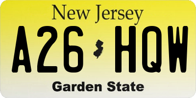 NJ license plate A26HQW