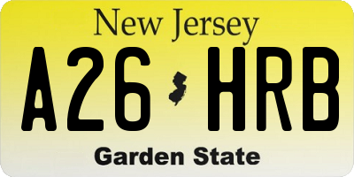 NJ license plate A26HRB
