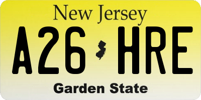 NJ license plate A26HRE
