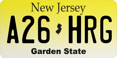 NJ license plate A26HRG