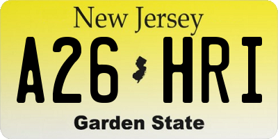 NJ license plate A26HRI