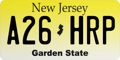 NJ license plate A26HRP