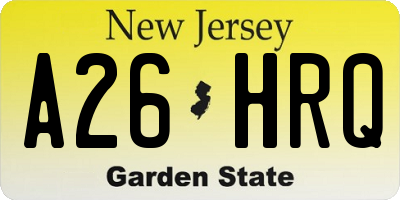 NJ license plate A26HRQ