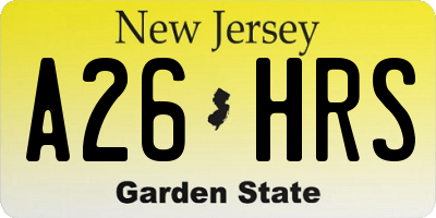 NJ license plate A26HRS