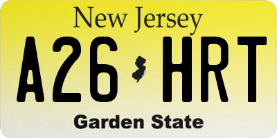 NJ license plate A26HRT