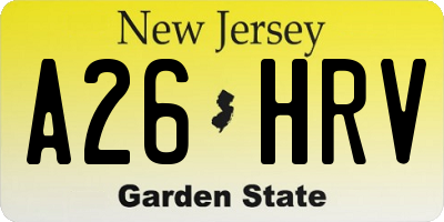 NJ license plate A26HRV