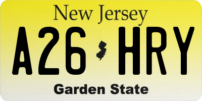 NJ license plate A26HRY