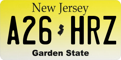 NJ license plate A26HRZ