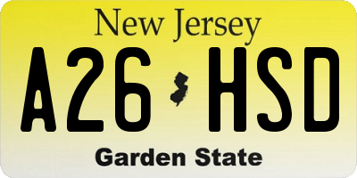 NJ license plate A26HSD