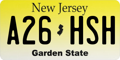 NJ license plate A26HSH