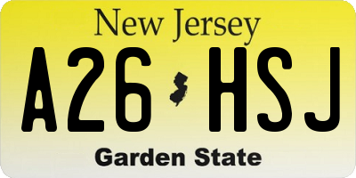NJ license plate A26HSJ