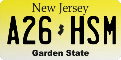 NJ license plate A26HSM