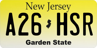 NJ license plate A26HSR