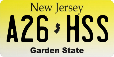 NJ license plate A26HSS