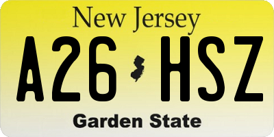 NJ license plate A26HSZ
